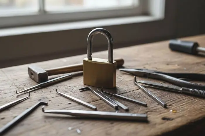 Padlock and lock-picking tools used by Fast Valdosta Locksmith